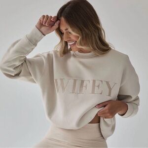 Champagne 'WIFEY' Embroidered Sweatshirt